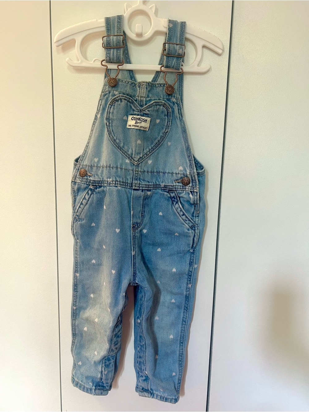 OshKosh B'gosh Light Blue Heart Denim Overalls for baby